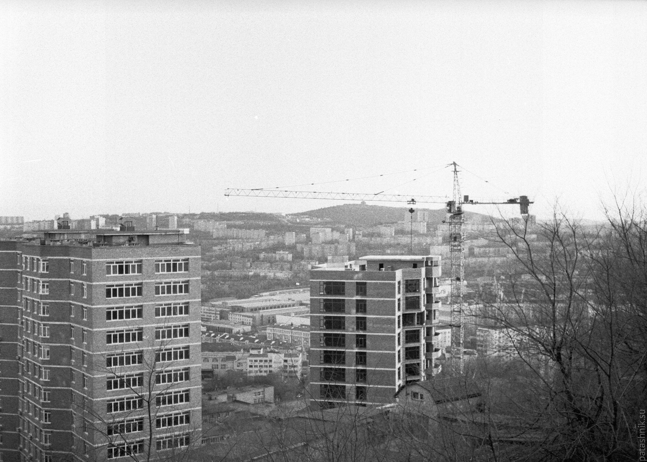 City view from a hill, building in progress
